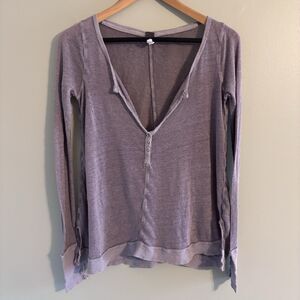 We The Free Semi Sheer Linen Blend Top XS Boho Nomadic Lagenlook Distressed